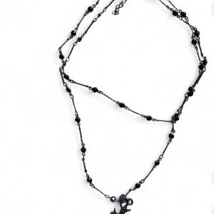 Black beaded cross necklace w/ 2 strands